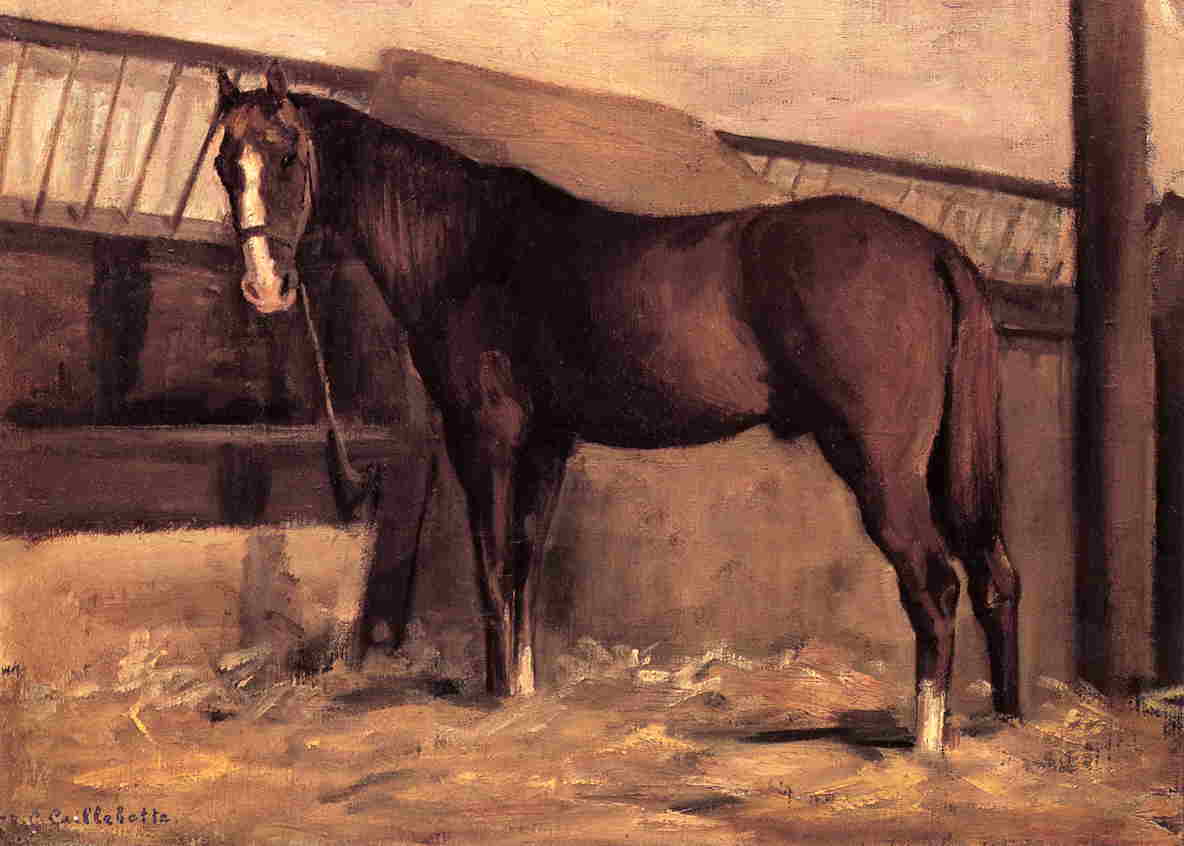 Reproduction du tableau « Cheval bai roux à l'écurie - Gustave Caillebotte » par Alpha Reproduction en peinture à l’huile