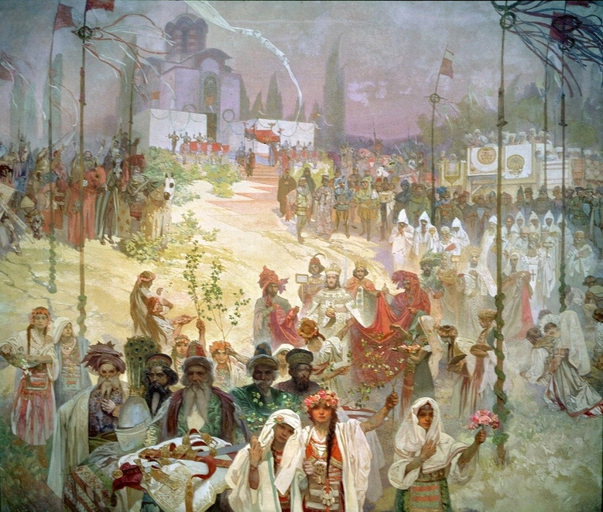 Sırp çarı Stefan Dušan'ın Bizans İmparatoru olarak taç giyme töreni - Alphonse Mucha