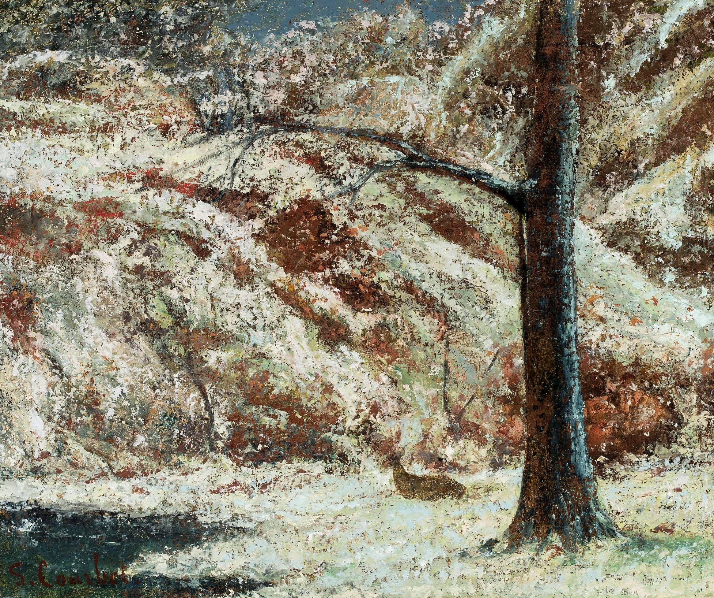 Paysage d'hiver avec un cerf. - Gustave Courbet
