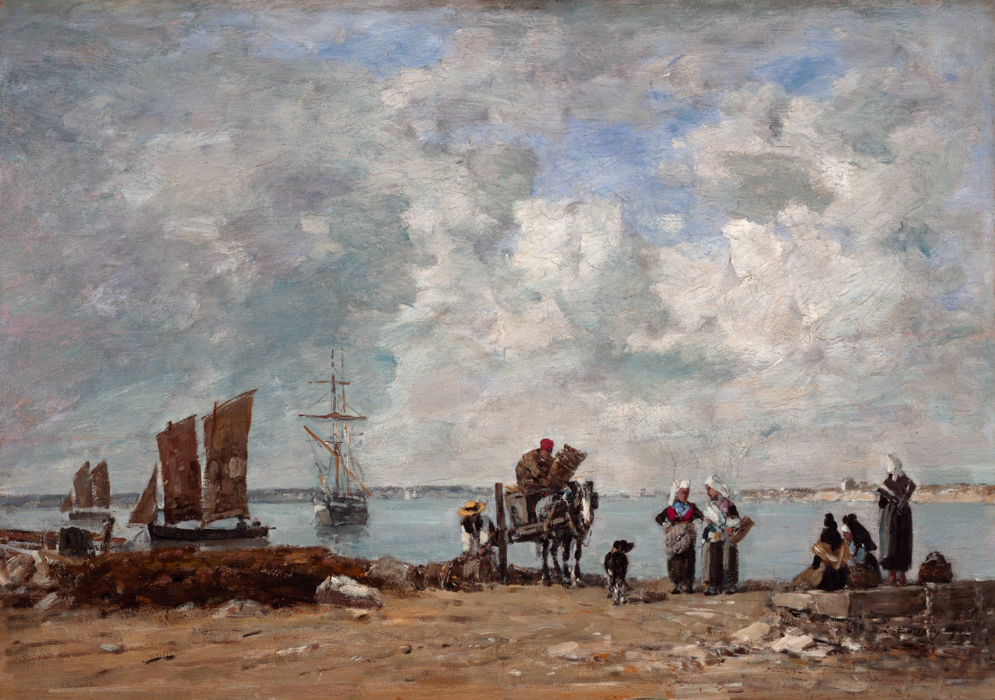 Reproduction du tableau « Femmes de pêcheurs au bord de la mer - Eugène Boudin » par Alpha Reproduction en peinture à l’huile