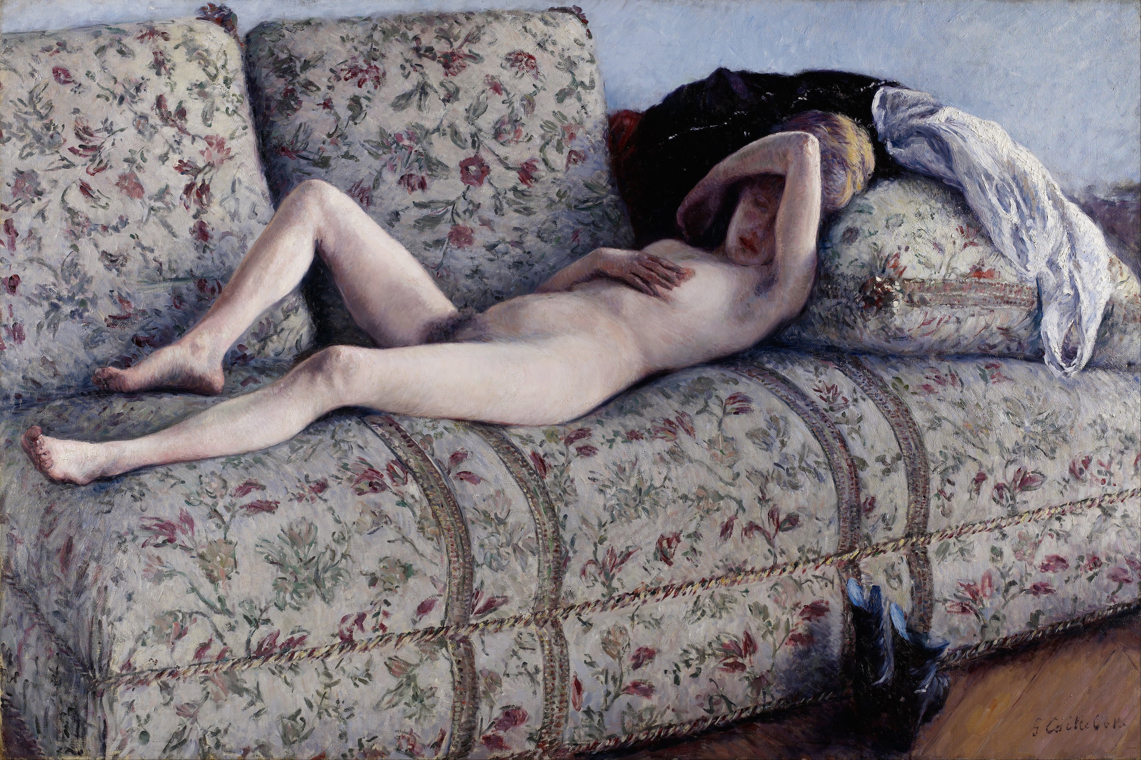 Reproduction du tableau « Nu sur un canapé - Gustave Caillebotte » par Alpha Reproduction en peinture à l’huile