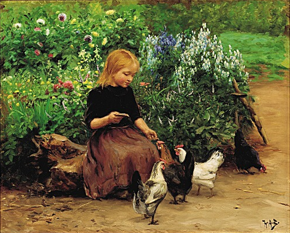 Lise nourrit les poules. - H. A. Brendekilde