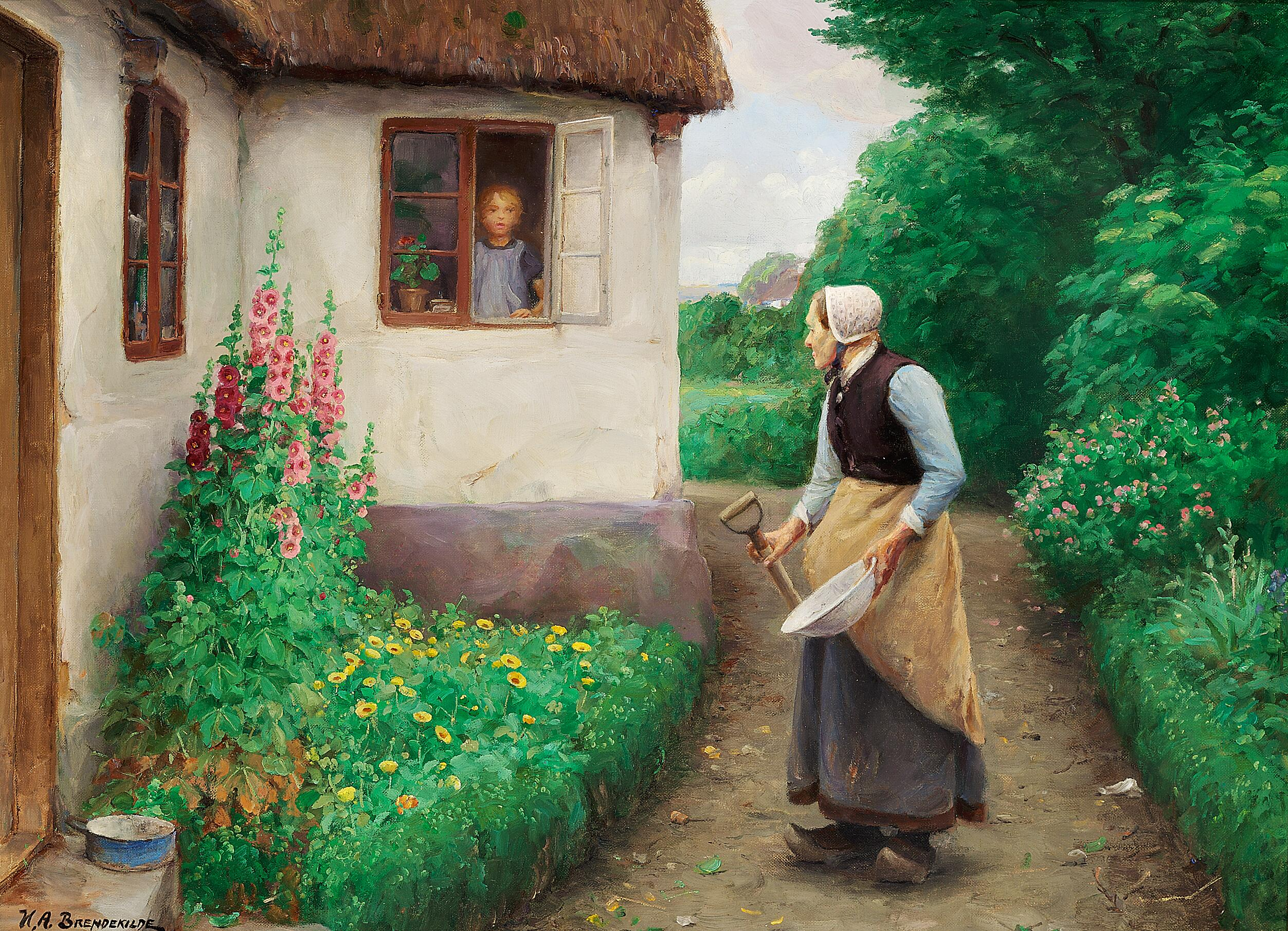 Une discussion matinale. - H. A. Brendekilde