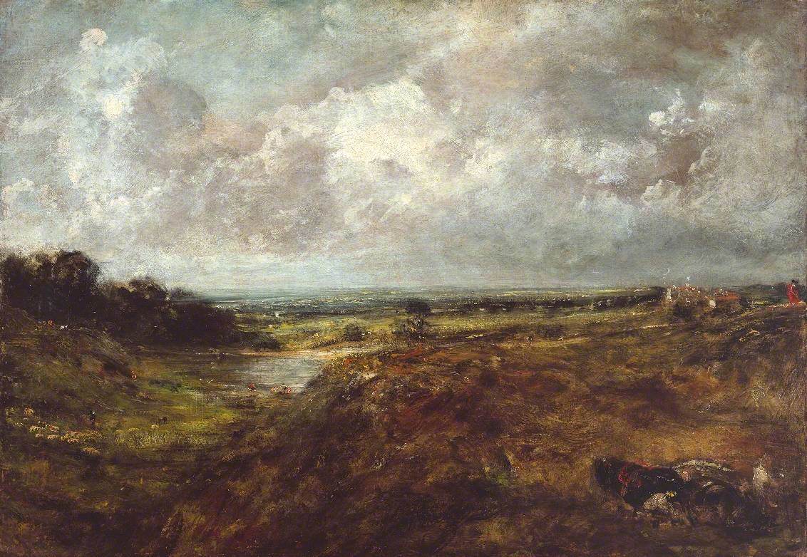 Étang de Branch Hill, Hampstead Heath, avec une charrette et des charretiers - John Constable