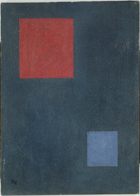 Reproduction du tableau « Deux carrés - Vassily Kandinsky » par Alpha Reproduction en peinture à l’huile