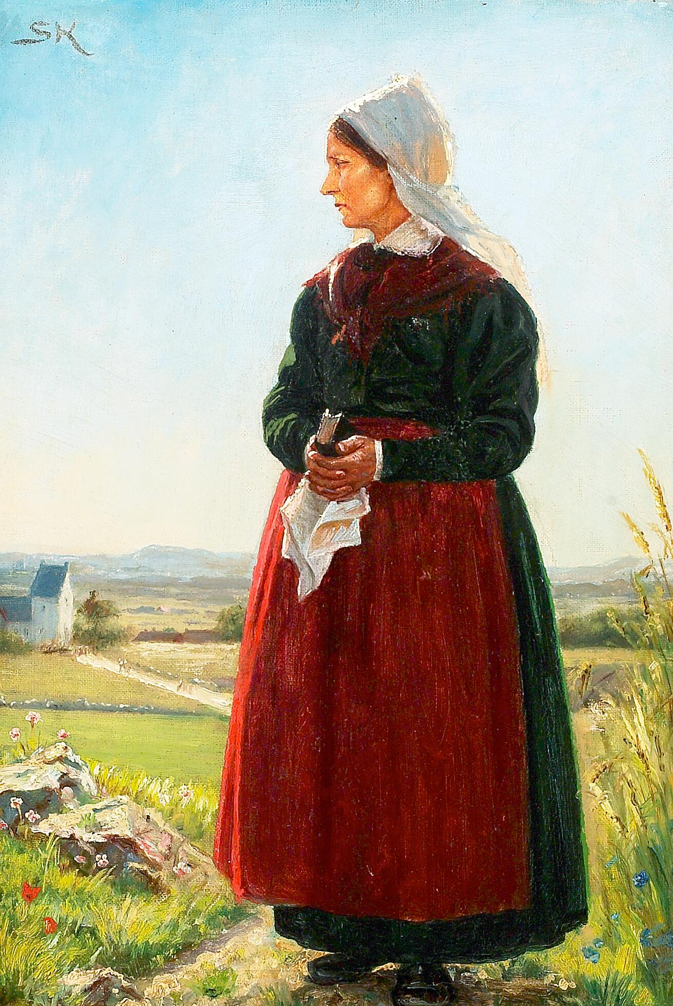 Bir balıkçının eşi, kilise için giyinmiş. Arildsleje, İsveç. - Peder Severin Krøyer