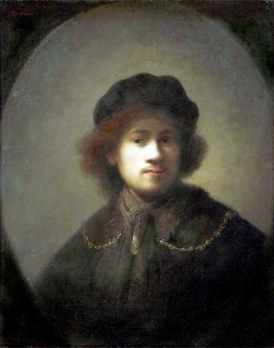 Reproduction du tableau « Portrait de l'artiste en jeune homme - Rembrandt » par Alpha Reproduction en peinture à l’huile