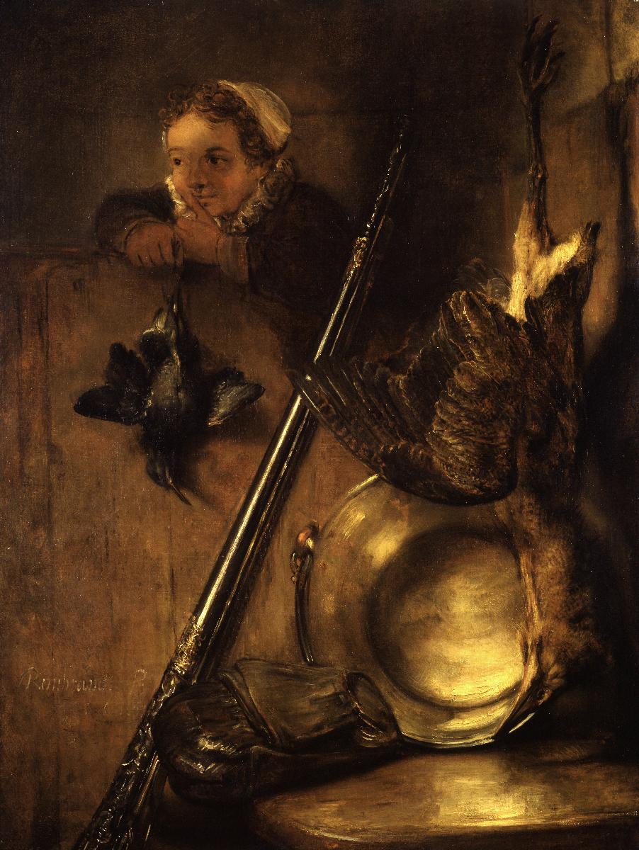 Reproduction du tableau « Nature morte de chasse au butor - Rembrandt » par Alpha Reproduction en peinture à l’huile