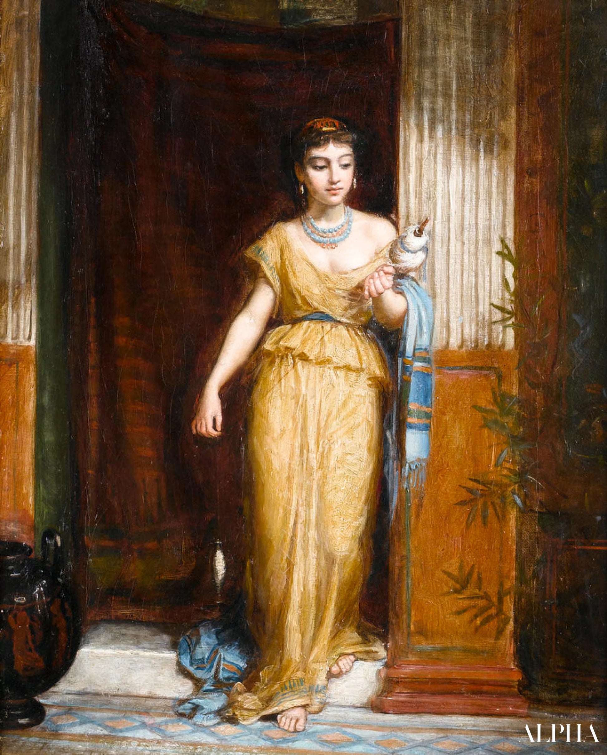 Reproduction du tableau « La Fileuse - John William Waterhouse » par Alpha Reproduction en peinture à l’huile