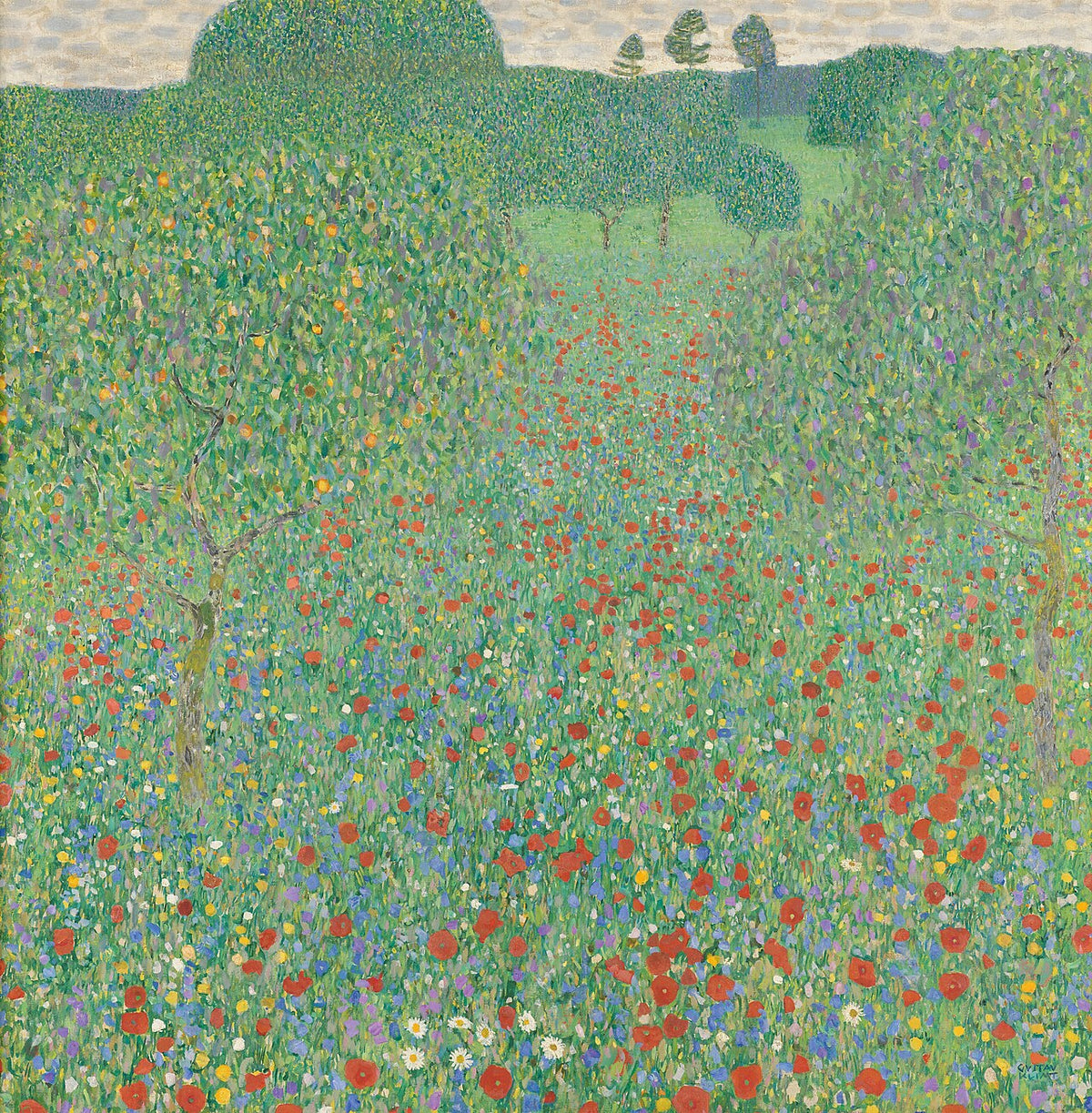 Champ de coquelicots de Gustav Klimt, tableau complet de 1907