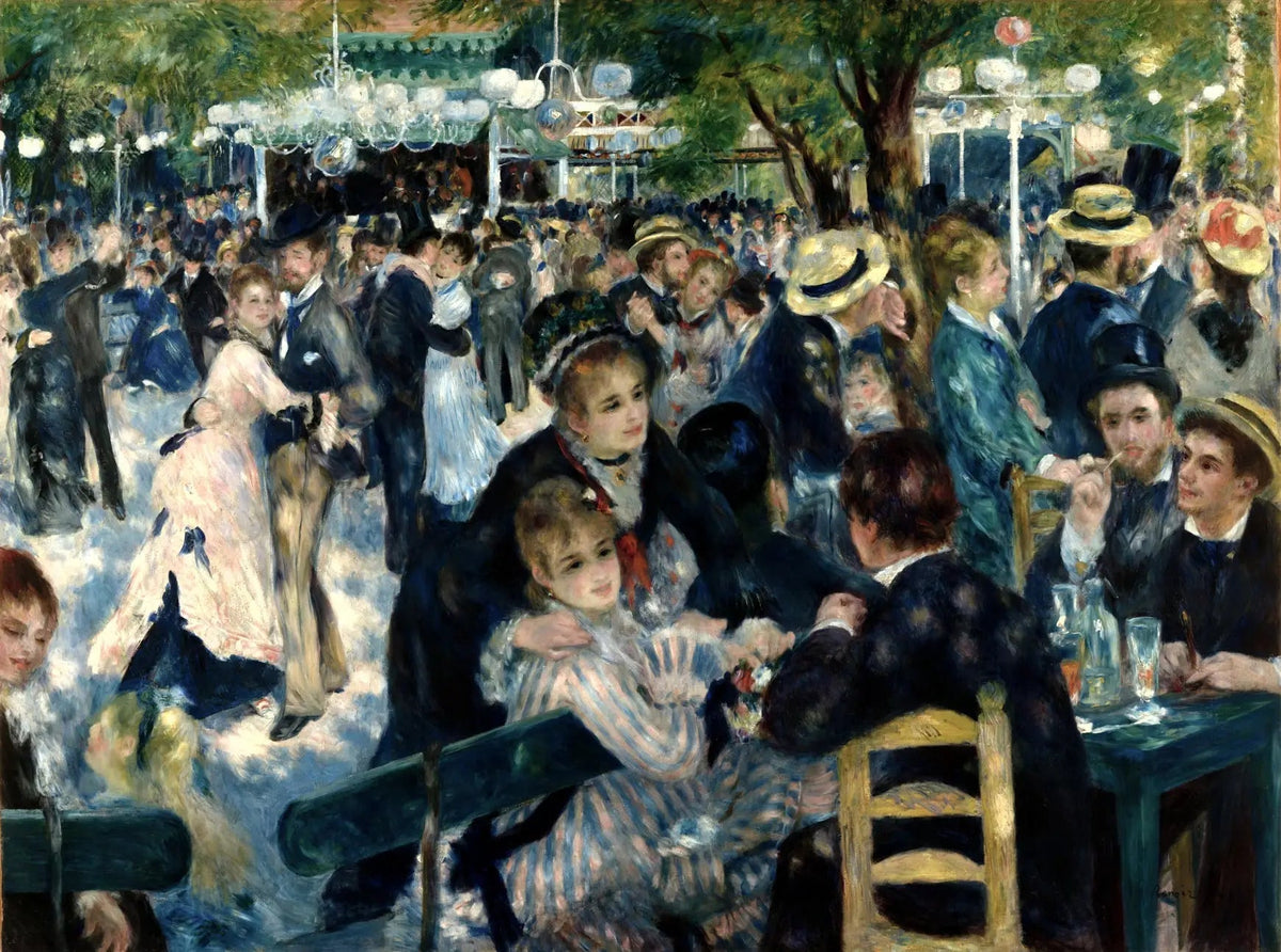 Le Bal du moulin de la Galette (1876) - Pierre-Auguste Renoir, l'œuvre majeure la plus connue du maître impressionniste, reproduction peinte à la main à l'huile sur toile par Alphà Reproduction