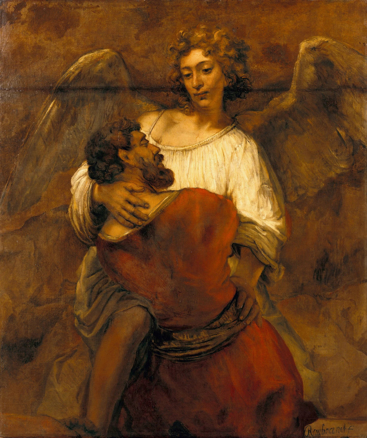Jacob luttant avec l’ange, Rembrandt, vers 1659, Gemäldegalerie Berlin