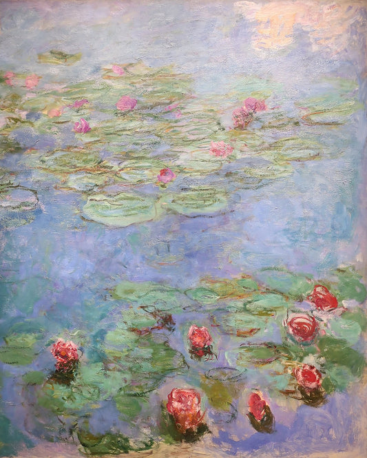 🌺 Nilüferler – Tam çiçek açmış kırmızı çiçekler, Claude Monet
