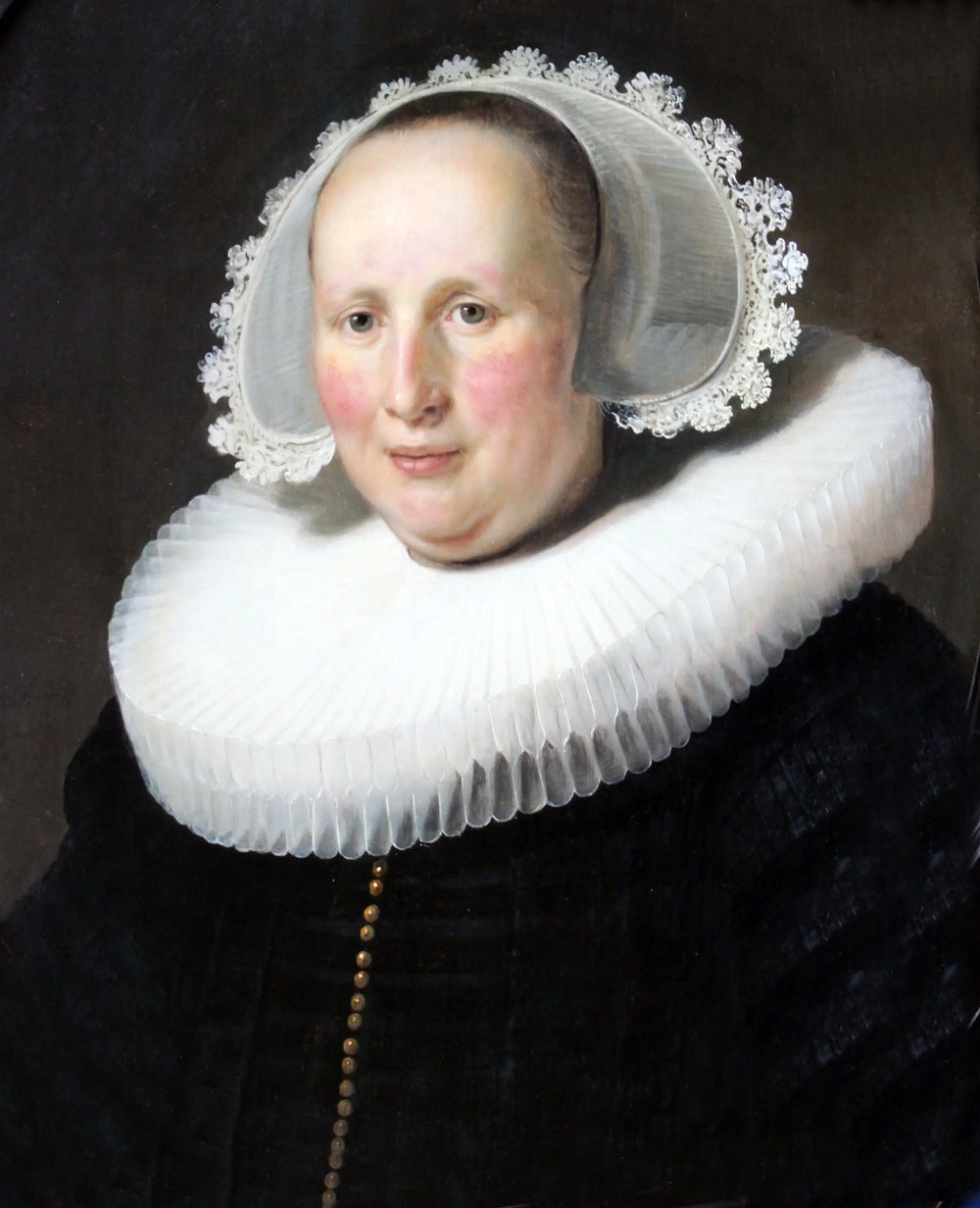 Reproduction du tableau « Portrait de Maertgen van Bilderbeecq, épouse de Willem Burggraeff - Rembrandt » par Alpha Reproduction en peinture à l’huile