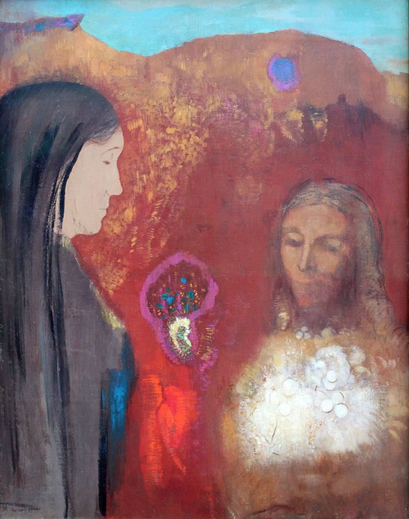 İsa ve Samaritaneli Kadın (Beyaz Çiçek Demeti) - Odilon Redon