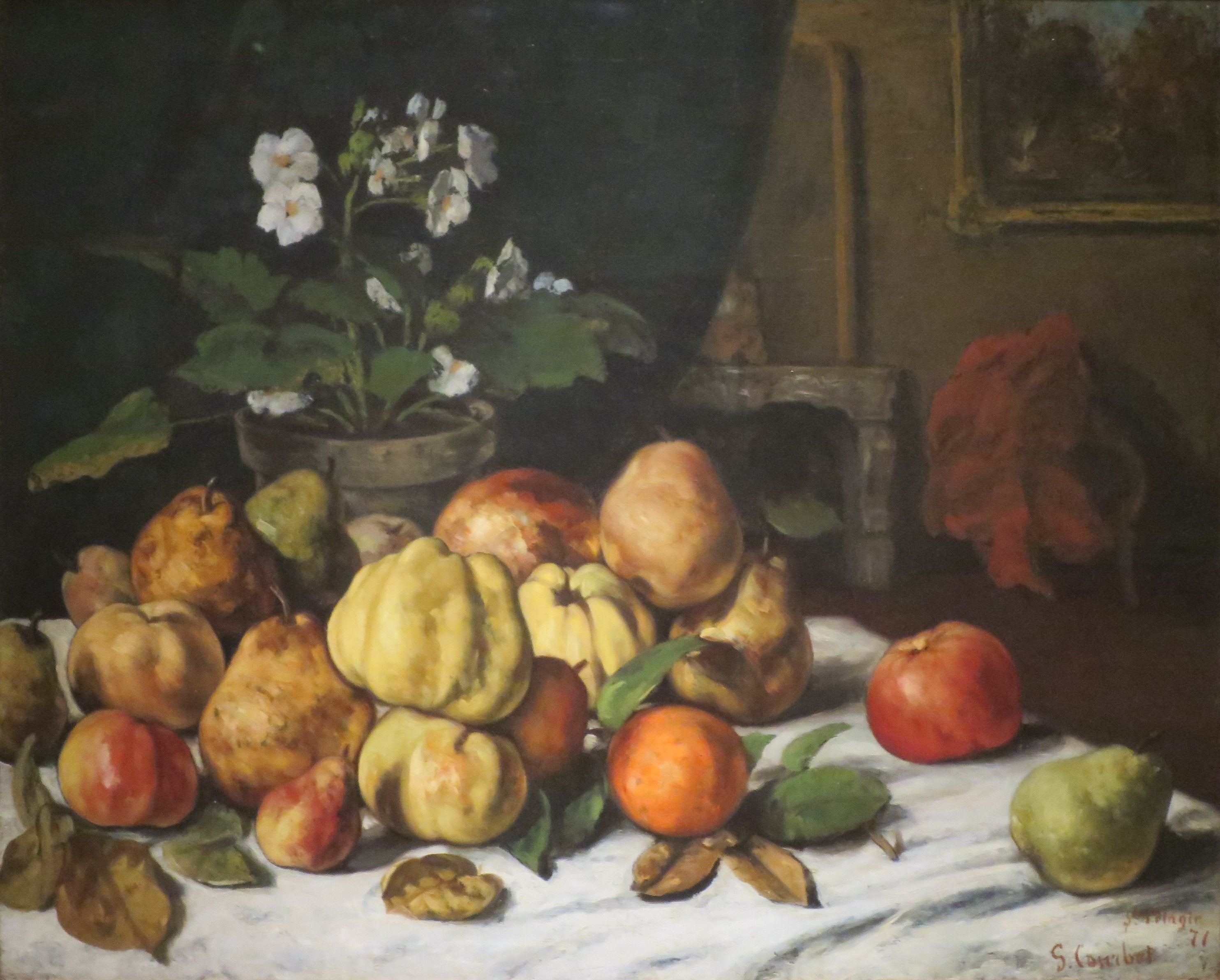 Table de salon couverte de fruits - Gustave Courbet
