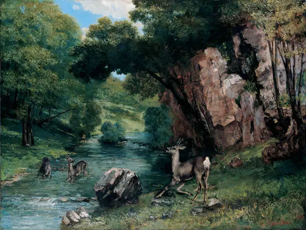 Chevreuil dans un ruisseau - Gustave Courbet - Alpha Reproduction