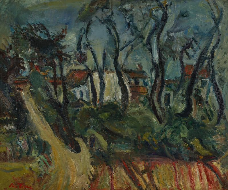 Maisons aux toits rouges derrière les arbres (1918) - Chaim Soutine