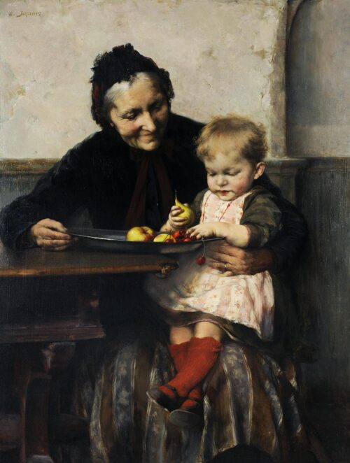 La Préférée de grand-mère, Georgios Iakovidis, 1893, Oil on canvas