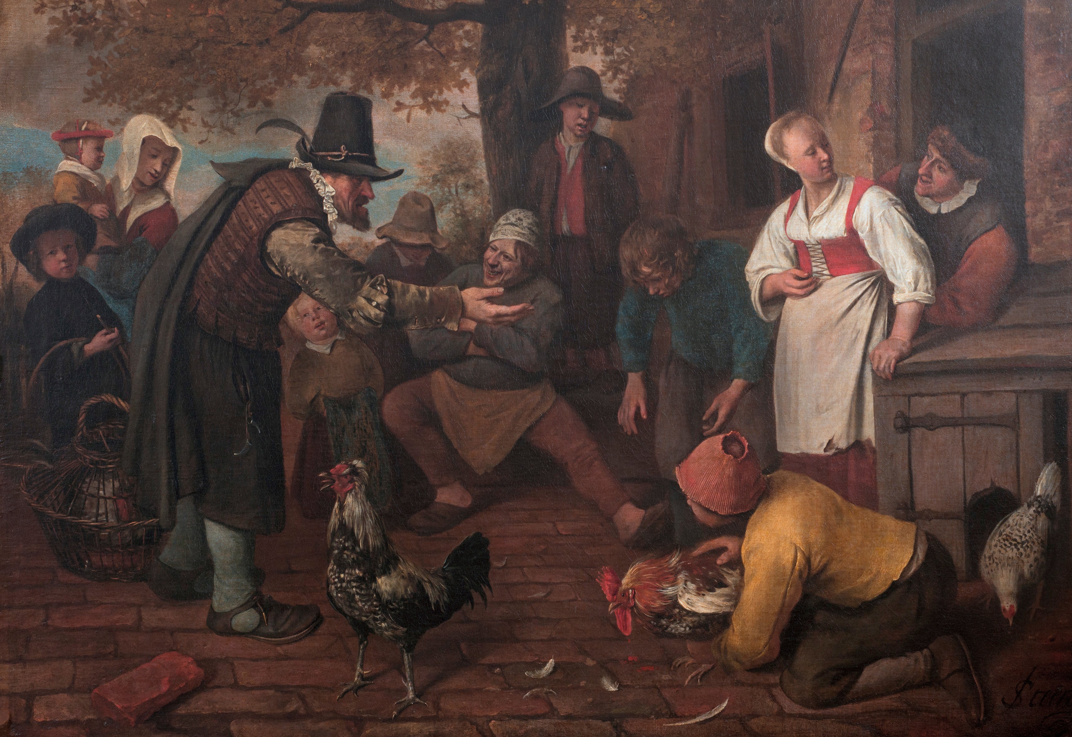 Un combat de coqs - Jan Steen
