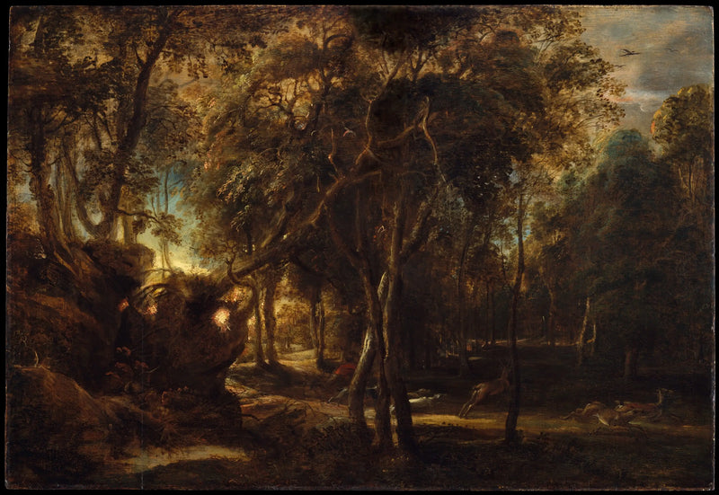 Şafakta bir orman ve geyik avı - Peter Paul Rubens