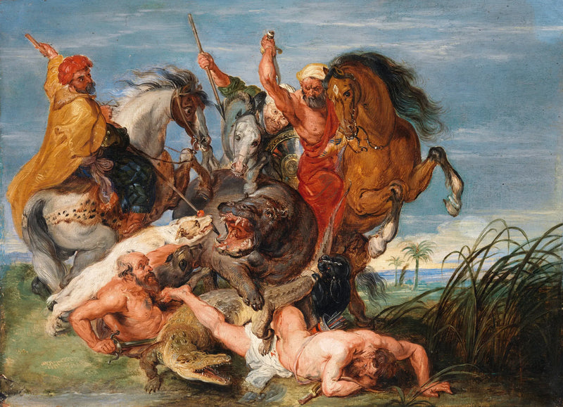 Bir su aygırı ve timsah avı - Peter Paul Rubens