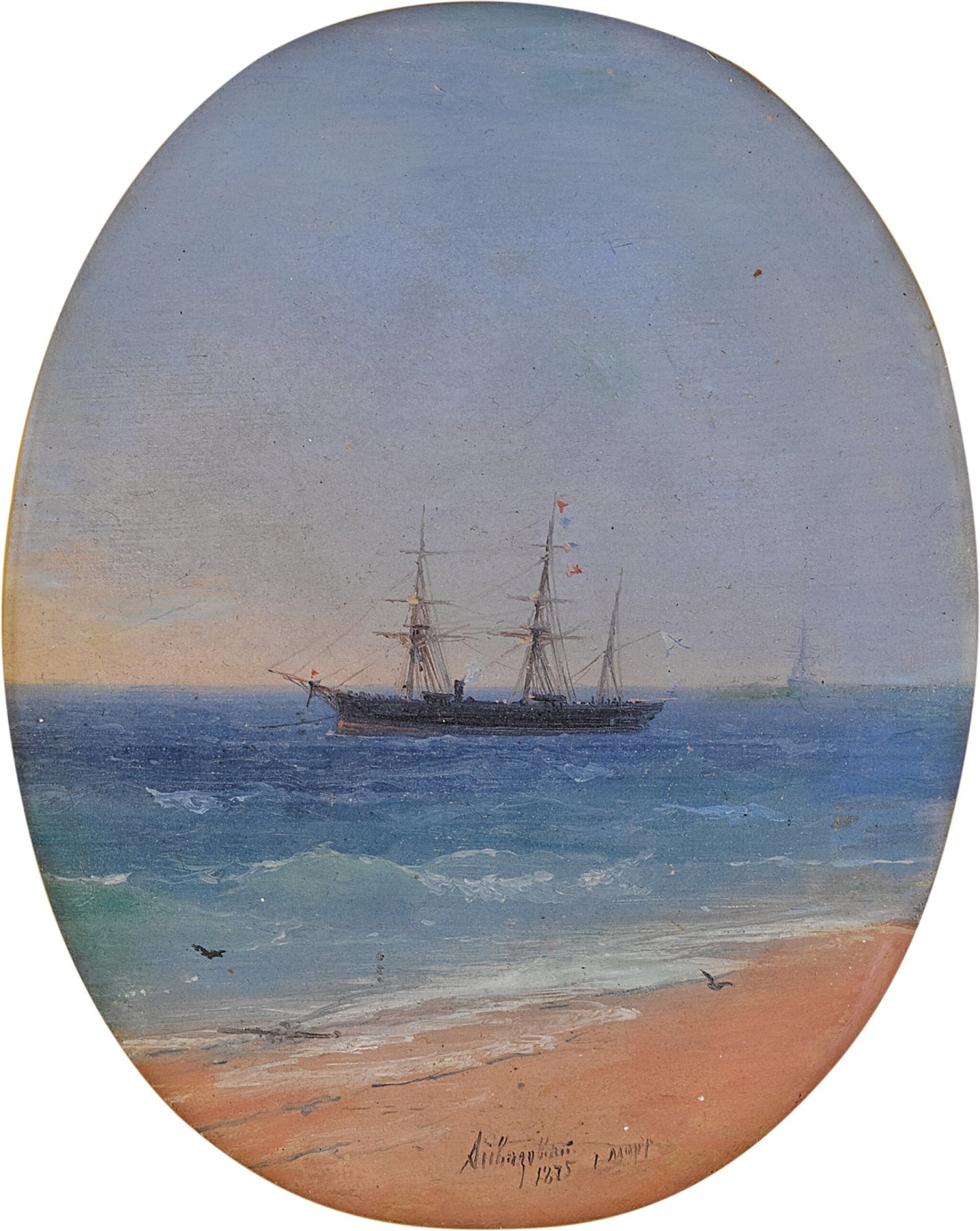 Un navire de la marine russe au large des côtes - Ivan Aïvazovski