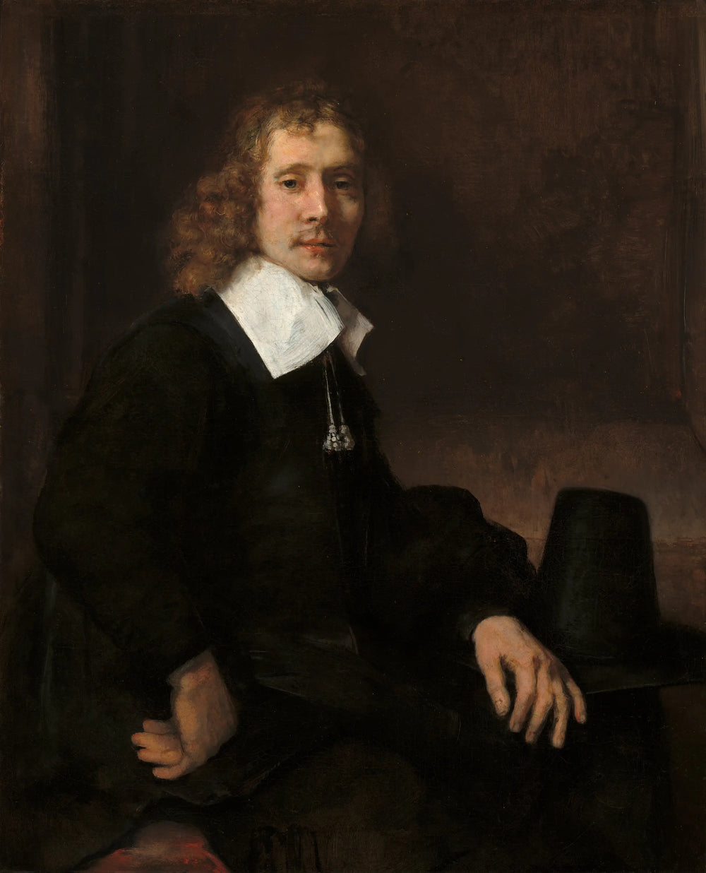 Reproduction du tableau « Un jeune homme assis à une table (peut-être Govaert Flinck) - Rembrandt » par Alpha Reproduction en peinture à l’huile