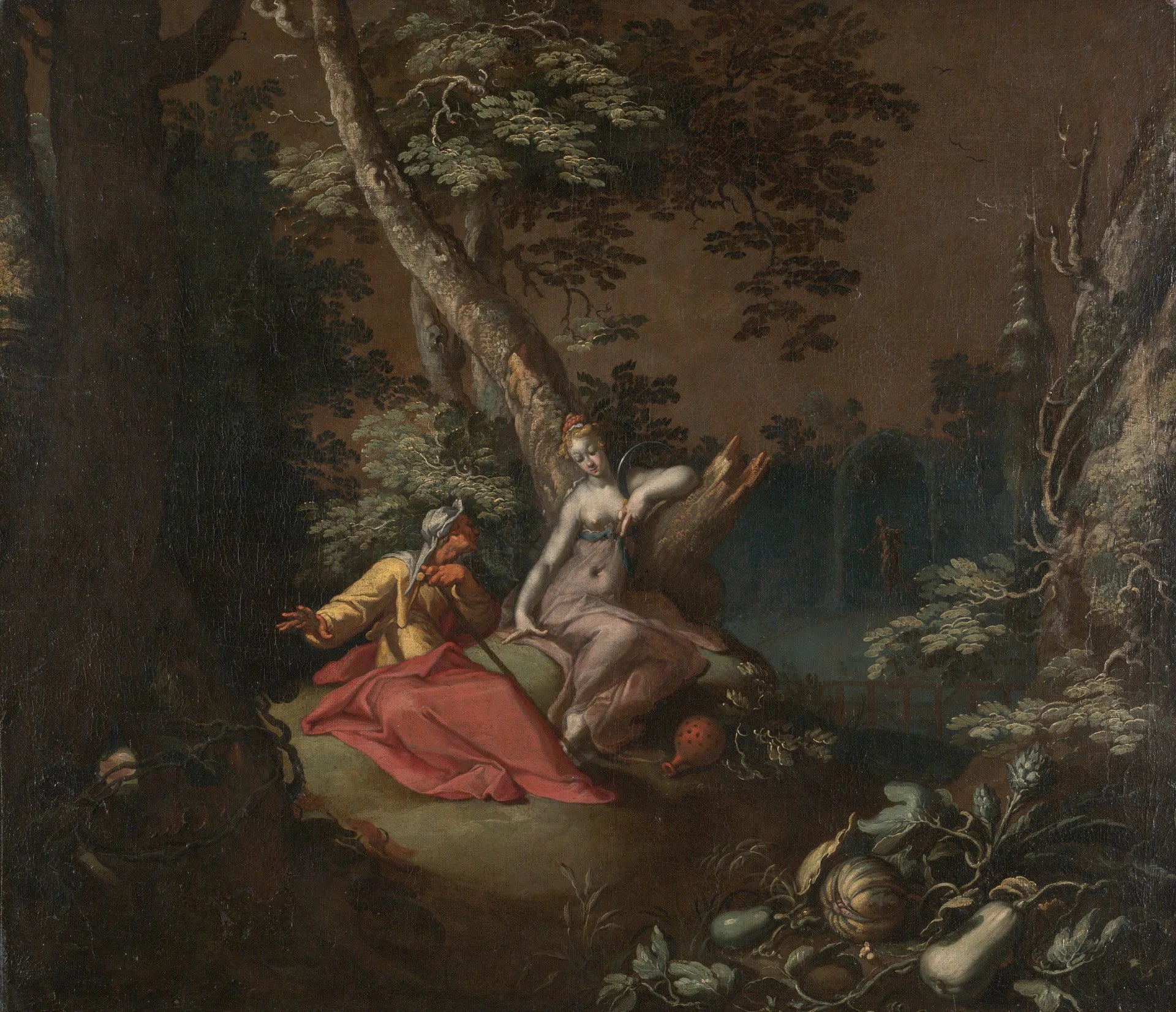 Paysage avec Vertumne et Pomona - Abraham Bloemaert image 1 reproduction artisanale de tableau