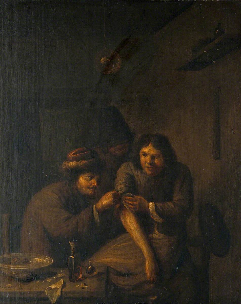Un chirurgien soigne le bras d'un homme - Adriaen Brouwer
