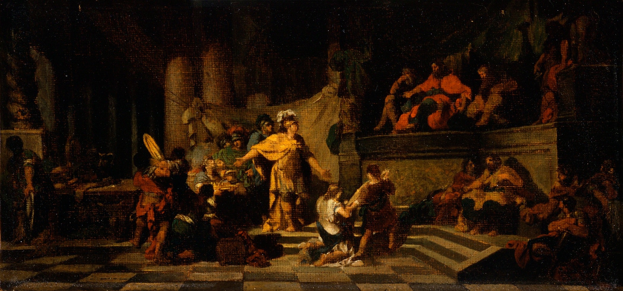 Énée offrant des cadeaux au roi Latinus et lui demandant la main de sa fille - Jean-Baptiste Regnault