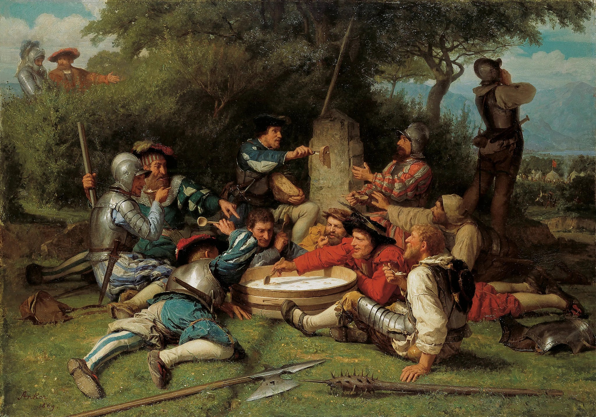 La Soupe au lait de Kappel, Albert Anker, 1869, Huile sur toile