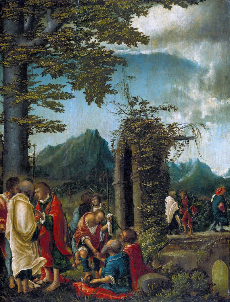 Communion des Apôtres / Apôtres dans un paysage boisé - Albrecht Altdorfer