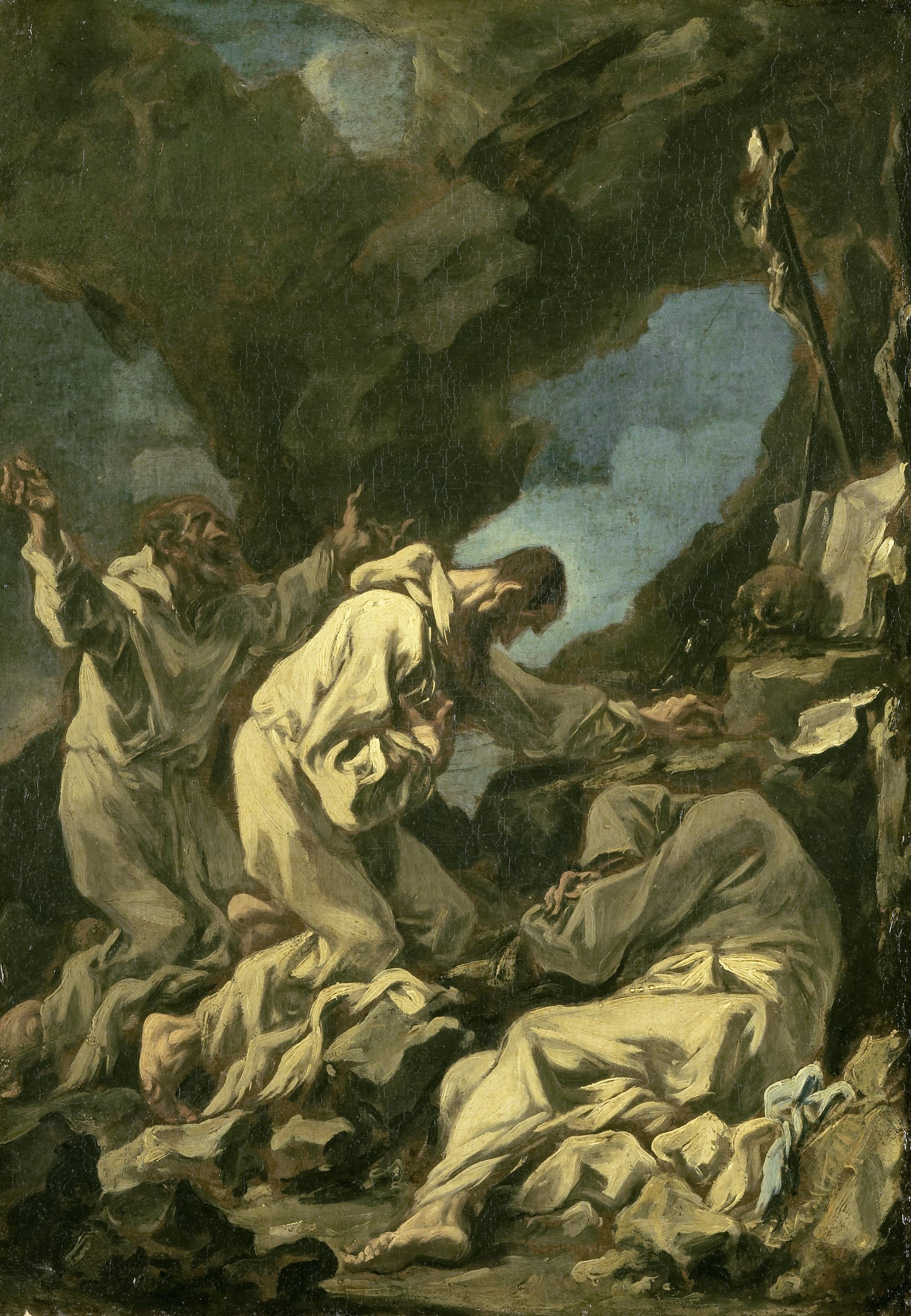 Trois moines camaldules en prière extatique - Alessandro Magnasco