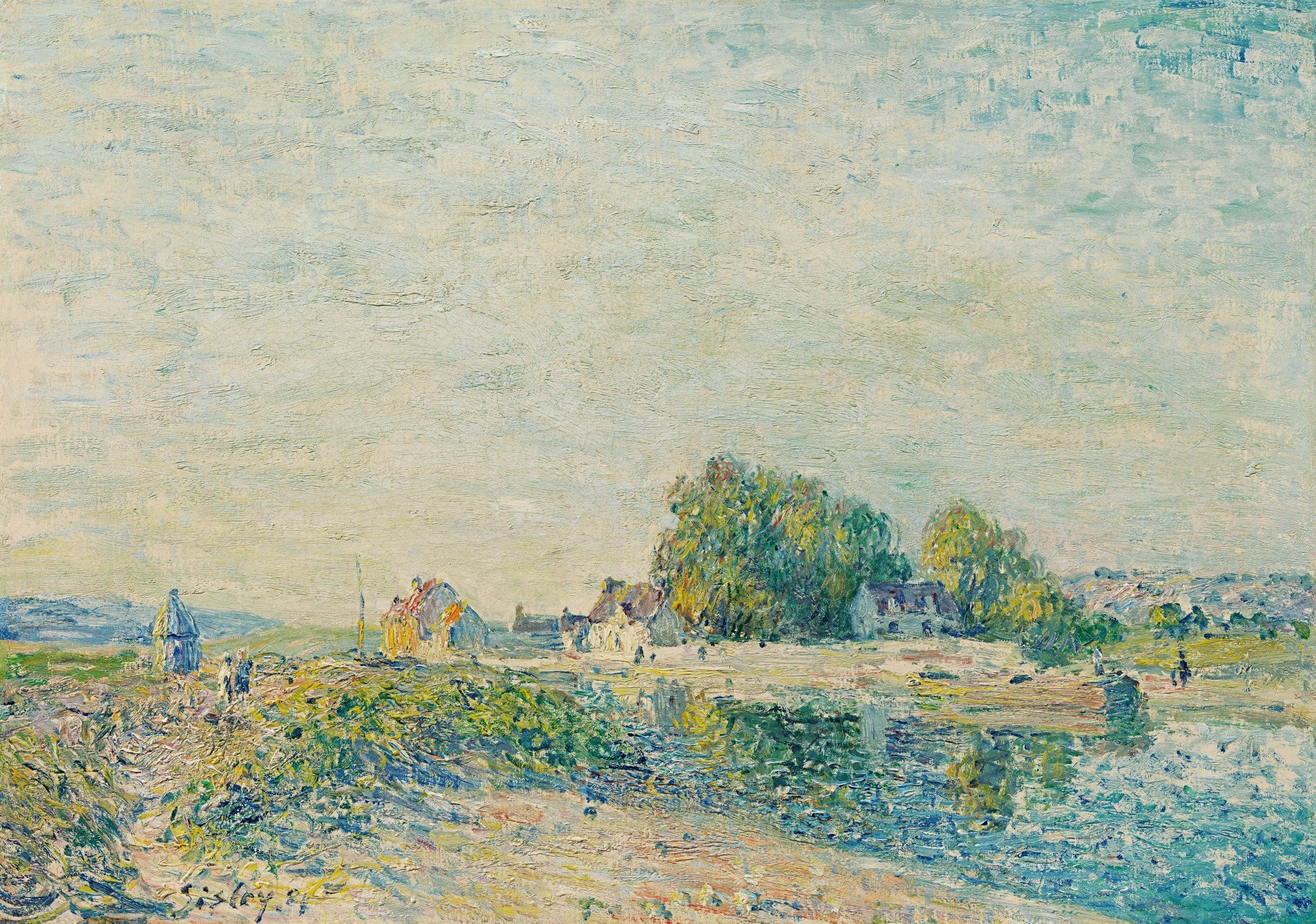 Reproduction du tableau « Le barrage du canal du Loing à Saint-Mammès - Alfred Sisley » par Alpha Reproduction en peinture à l’huile