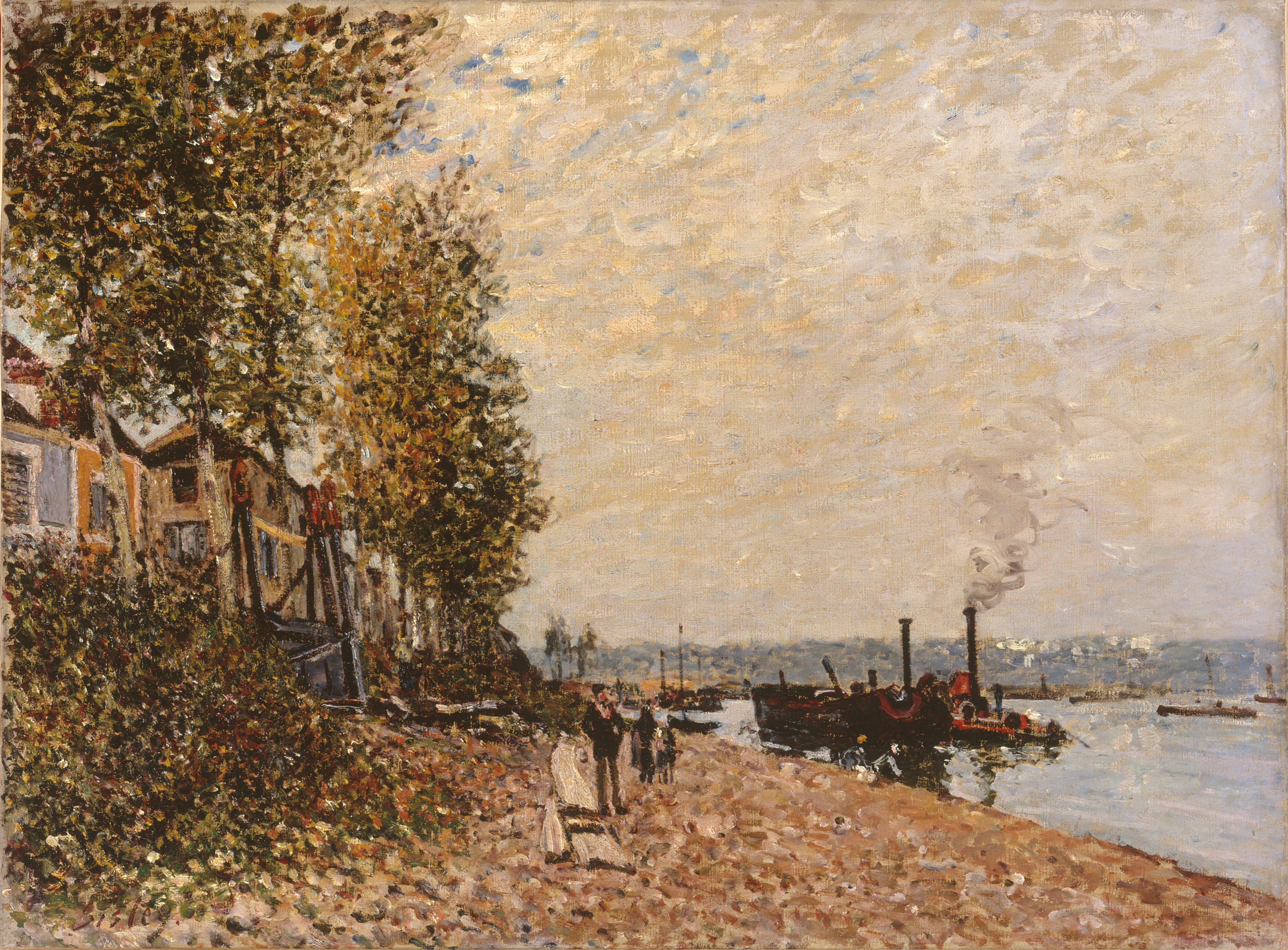 Reproduction du tableau « Le Remorqueur sur le Loing, Saint-Mammès - Alfred Sisley » par Alpha Reproduction en peinture à l’huile
