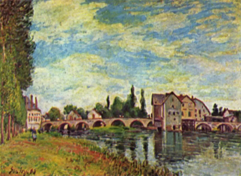 Yazın Moret Köprüsü ve Değirmeni - Alfred Sisley