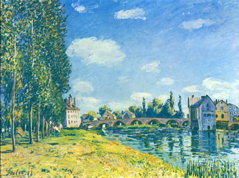 Yazın Moret Köprüsü ve Değirmeni - Alfred Sisley