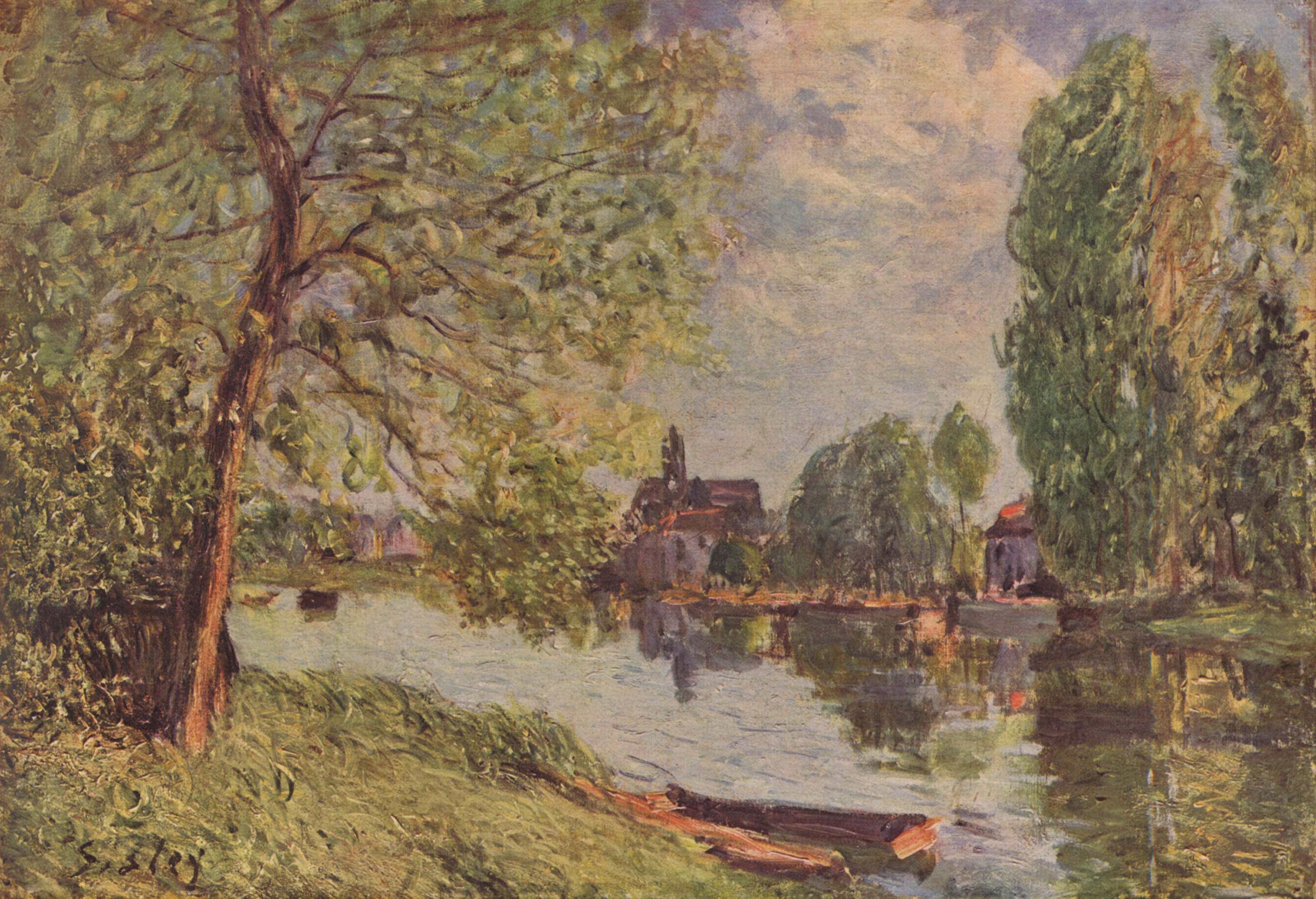 Reproduction du tableau « Paysage de rivière à Moret-sur-Loing - Alfred Sisley » par Alpha Reproduction en peinture à l’huile