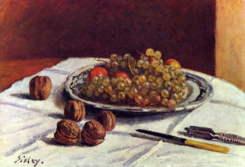 Natür Mort, Kuru Üzümler ve Ceviz - Alfred Sisley