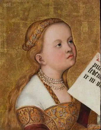 Prag Altarı [sol aile, fragman] : Azize (Apollonia?) - Lucas Cranach the Elder