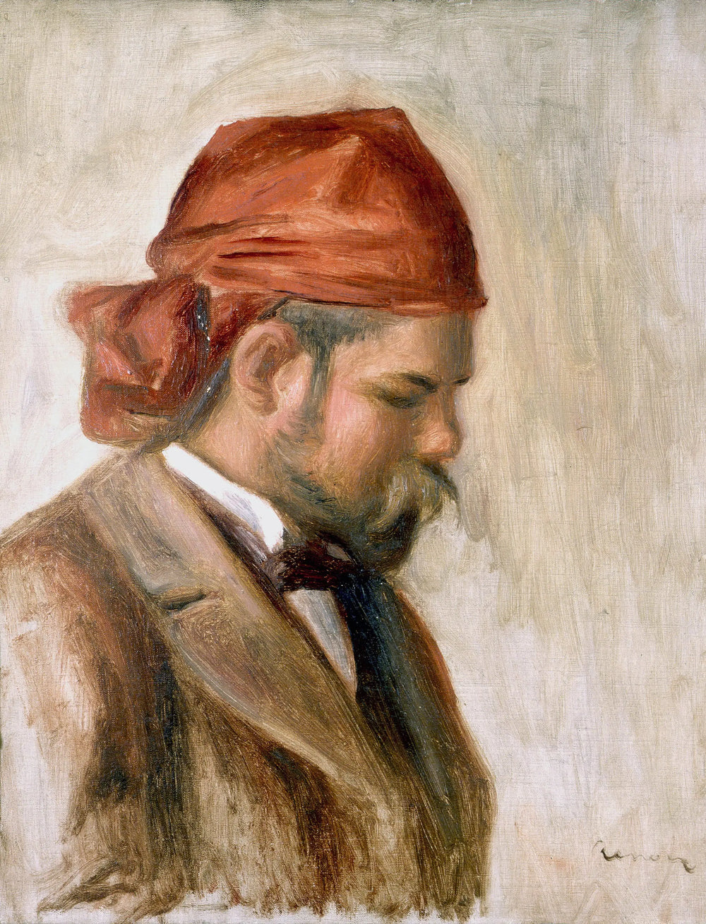 Reproduction du tableau « Ambroise Vollard au foulard rouge - Pierre-Auguste Renoir » par Alpha Reproduction en peinture à l’huile