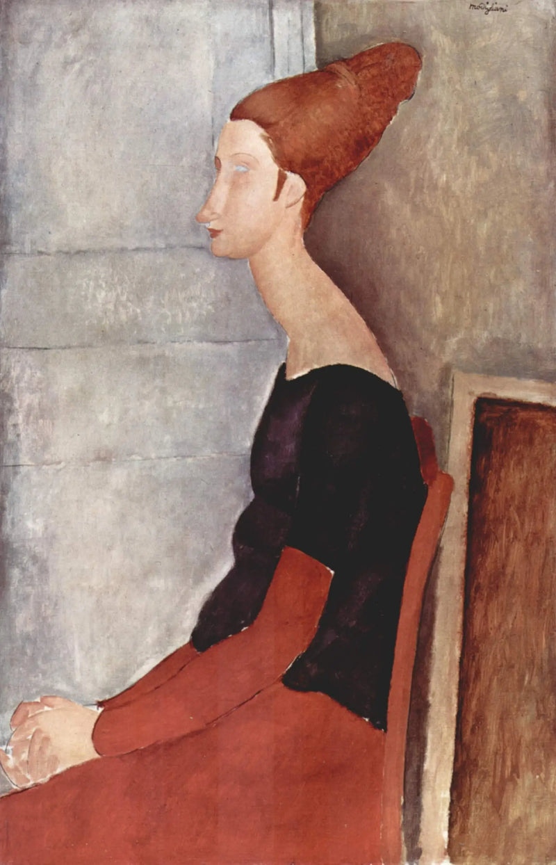 Profilde oturan Jeanne Hébuterne Portresi - Amedeo Modigliani