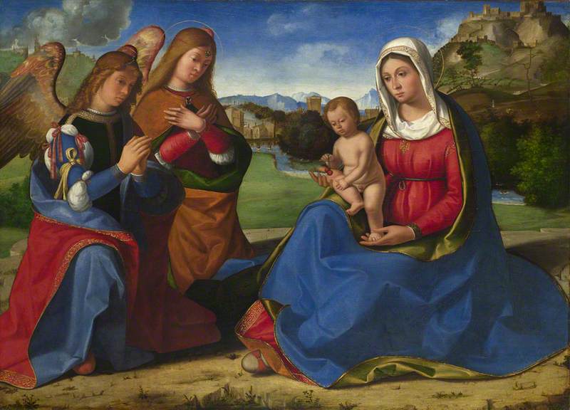La Vierge et l'Enfant adorés par deux anges - Andrea Previtali