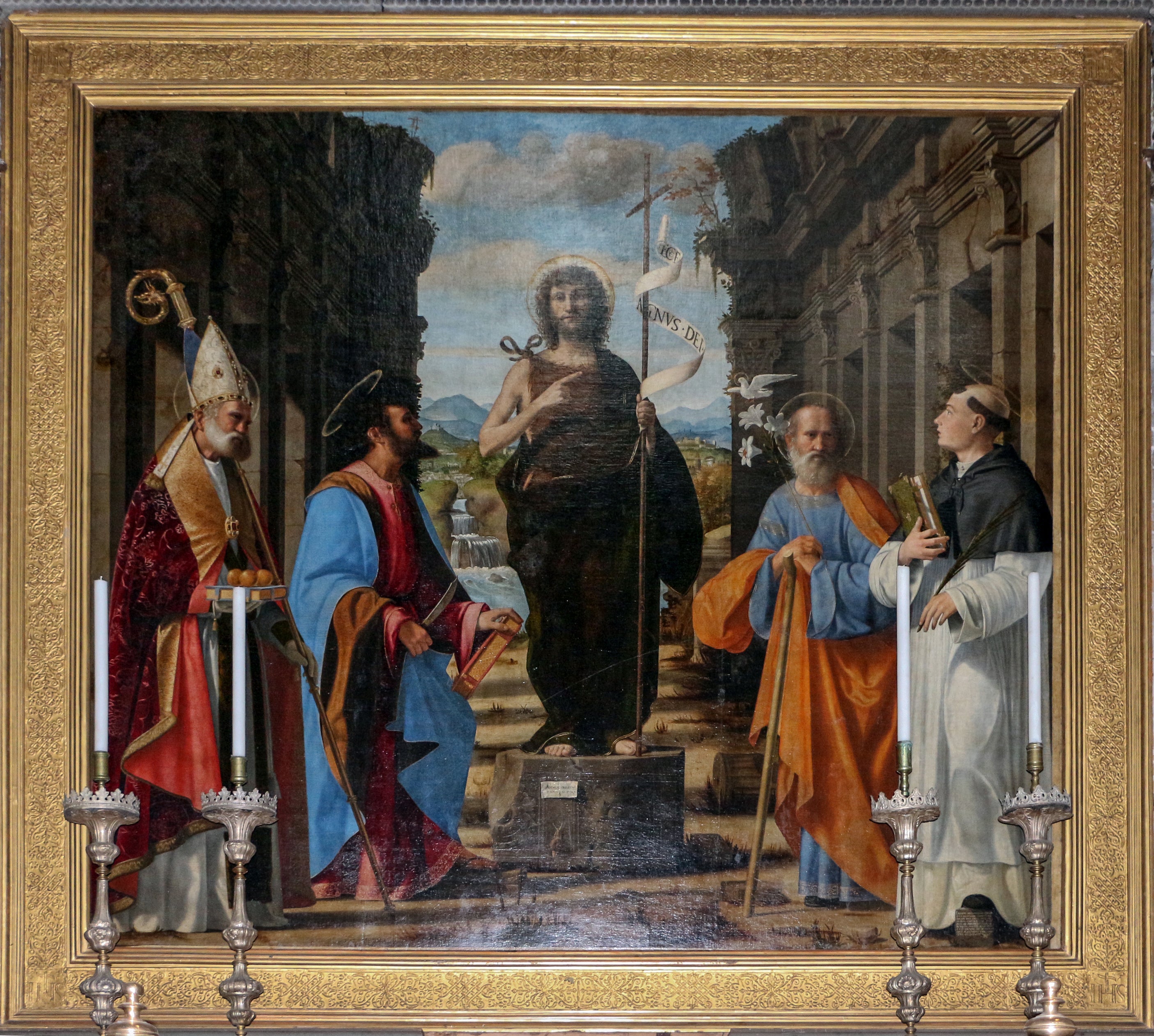 Saint Jean le Baptiste parmi d'autres saints - Andrea Previtali