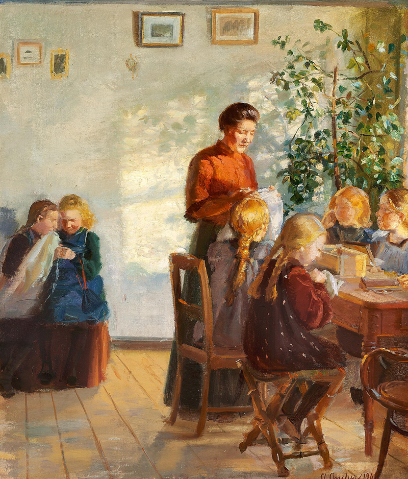 Bir dikiş kursu. - Anna Ancher