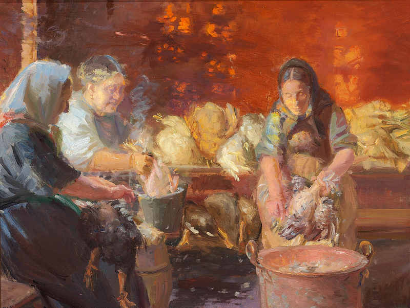 Tavukları sağmak. - Anna Ancher