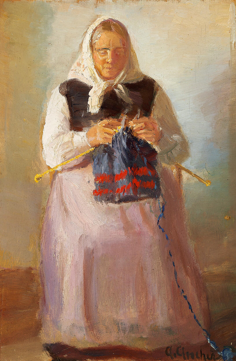 Sørine Møller örüyor, Skagen. - Anna Ancher