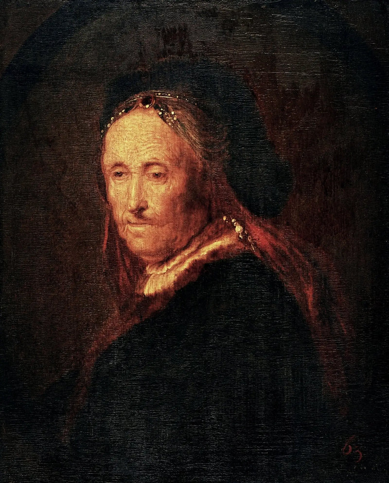 Eski kadın doğu kostümü içinde (Rembrandt'ın annesinin portresi). - Rembrandt