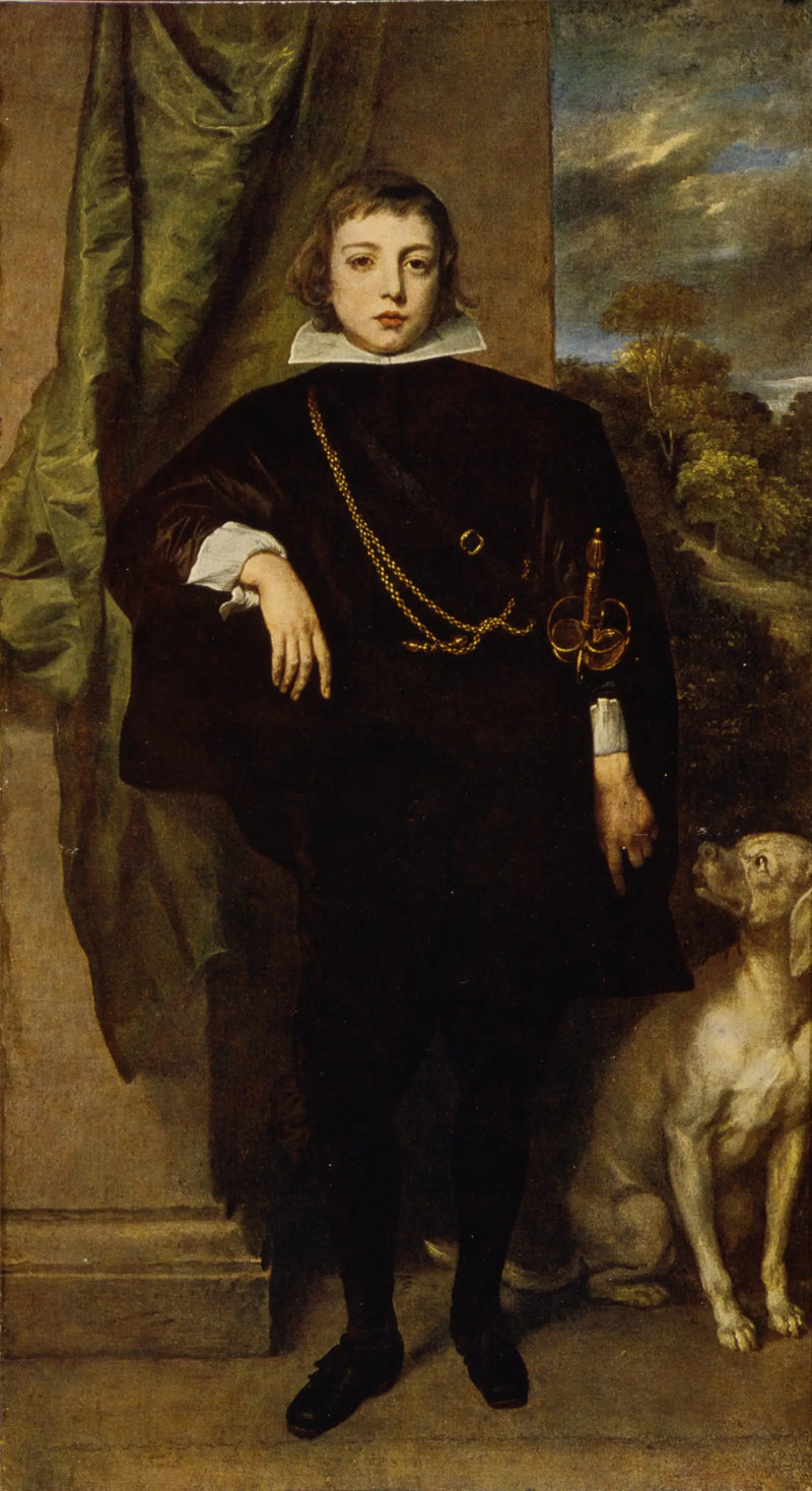 Filippo Francesco d'Este Marquis Lanzo ve Köpeği Portresi - Antoine van Dyck